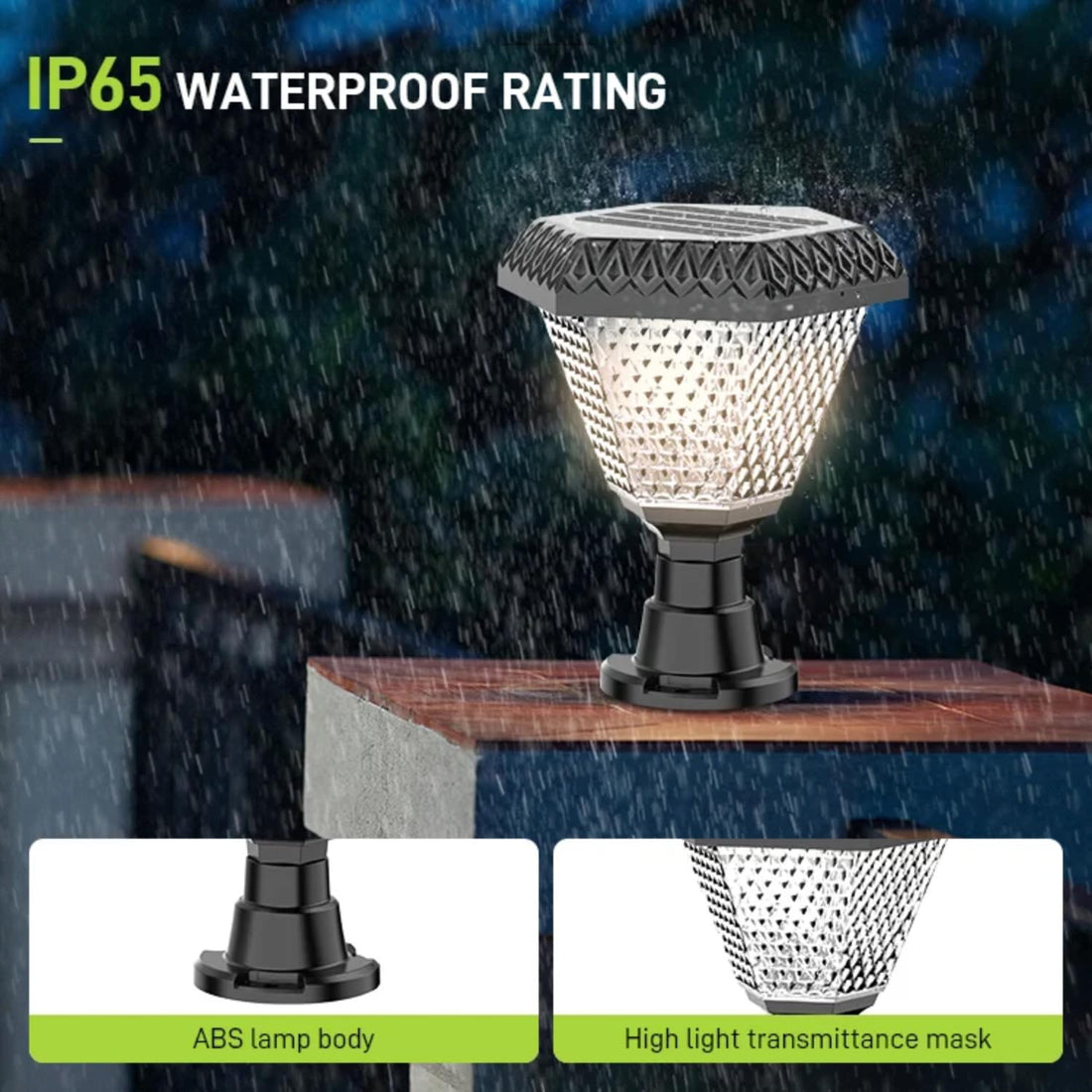 Solar Powered Pillar Lamp With Remote