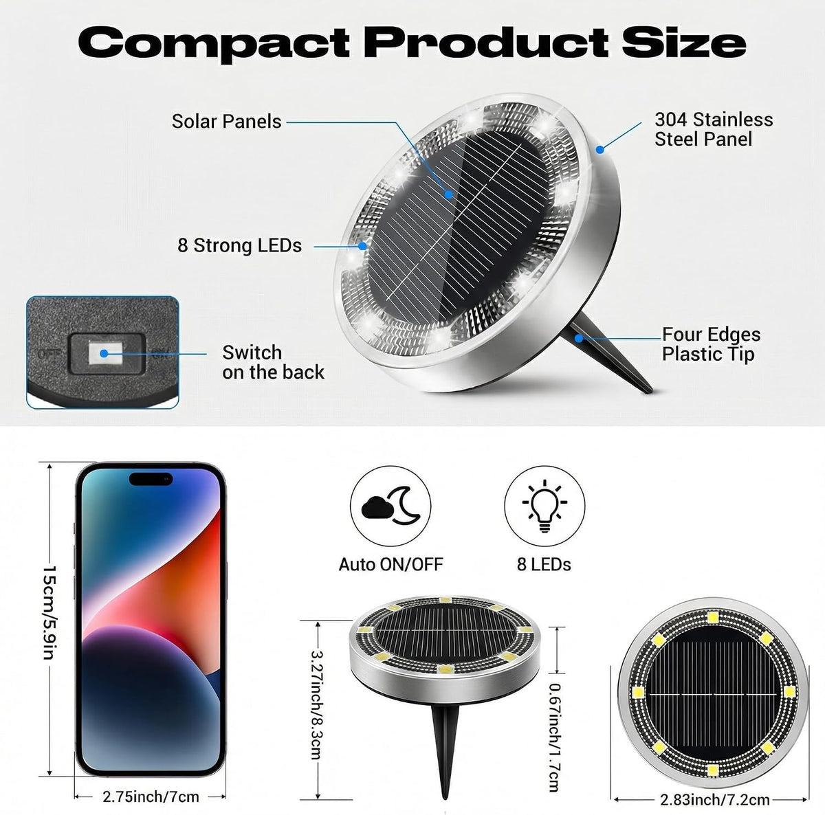 Outdoor Mini Solar Disc Light (Pack of 4)