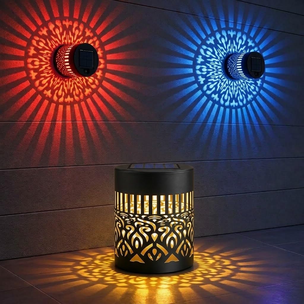 Solar Powered Seven-Color Changing Cycle Mandala Wall Light