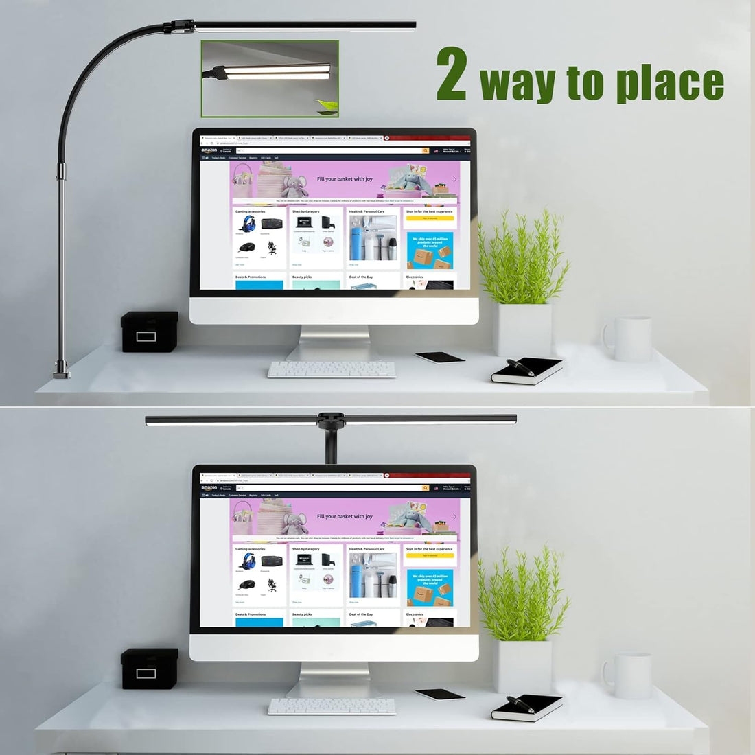 Double Head LED Desk Clamp Lamp Light- With Adjustable Arms