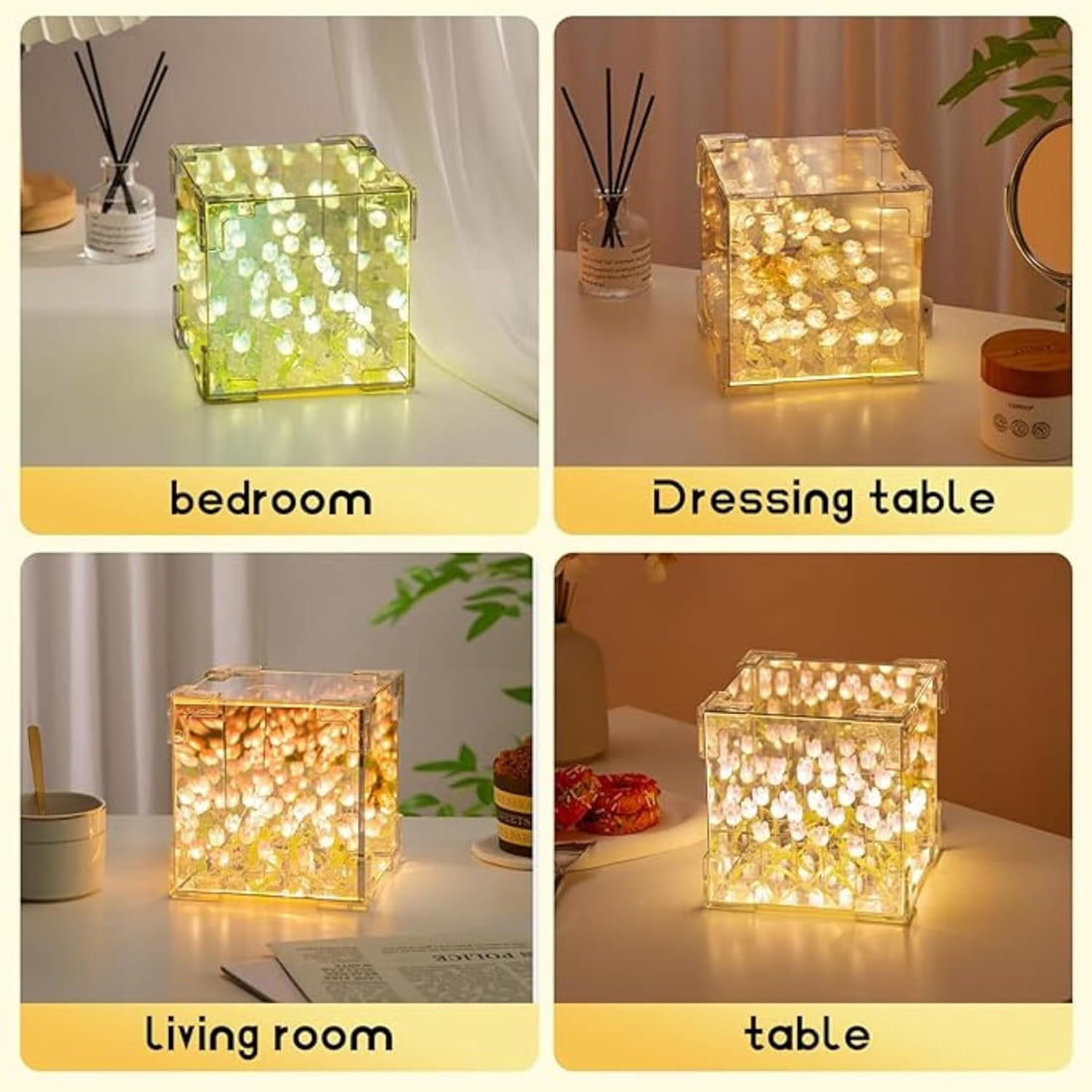 20 Flowers LED Metal DIY 2 in 1 Mirror & Table Lamp (White)