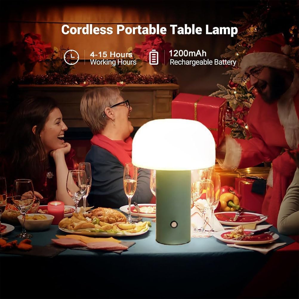 Cute Mushroom Shape Table Lamp - Green