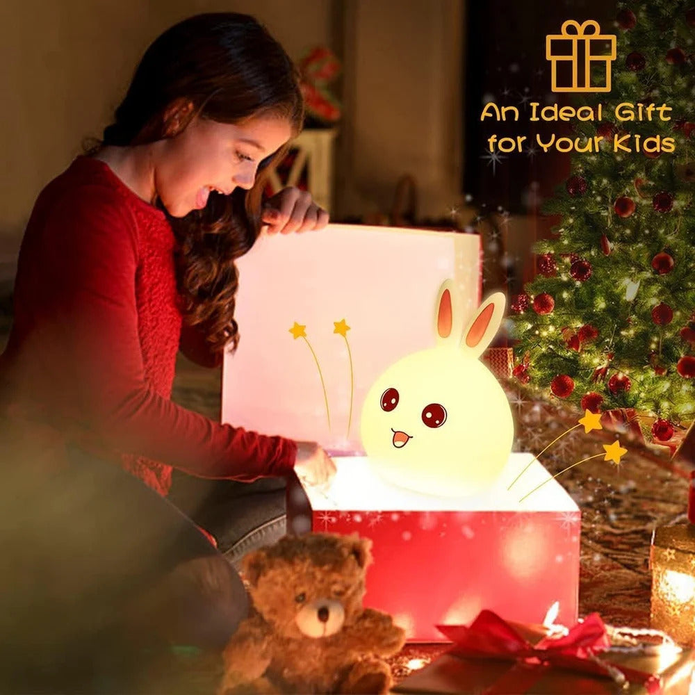 Soft Silicone Cute Bunny Night Light- Multicolor
