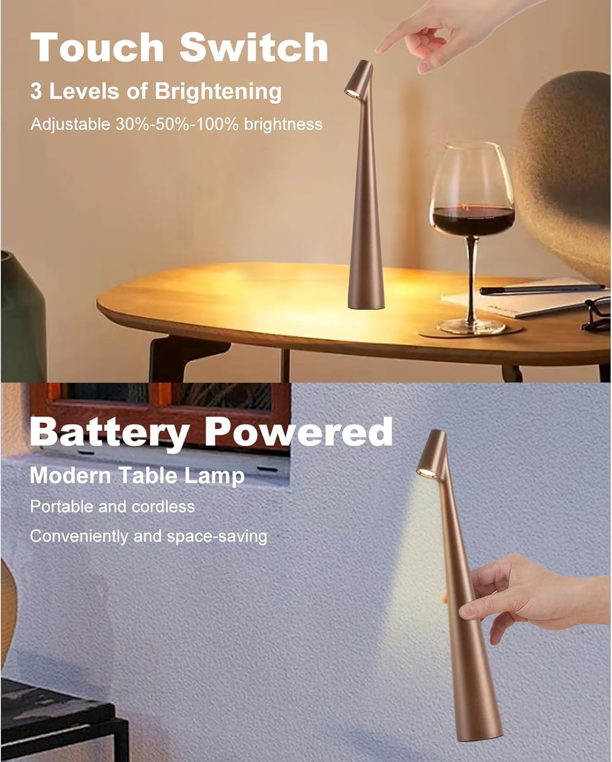 Portable LED Table Lamp - Brown