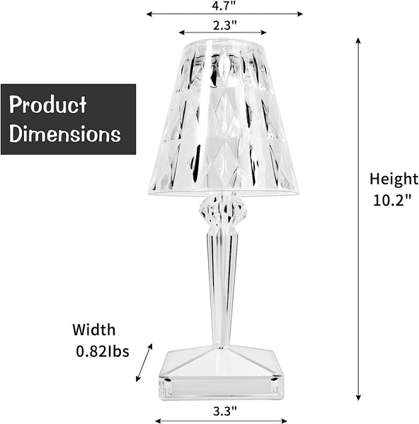Xergy Crystal Diamond 5V 3W,3 Color With Touch Control and Usb Rechargeable , Acrylic Modern Style Crystal Bedside Table Lamp ( Warm White , Natural Light , Cool White )