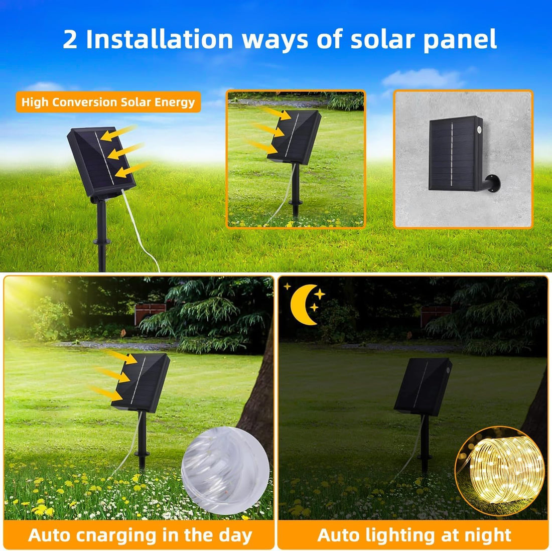 Solar Outdoor Rope Lights- 50 LED- (5 Meter, Warm White)