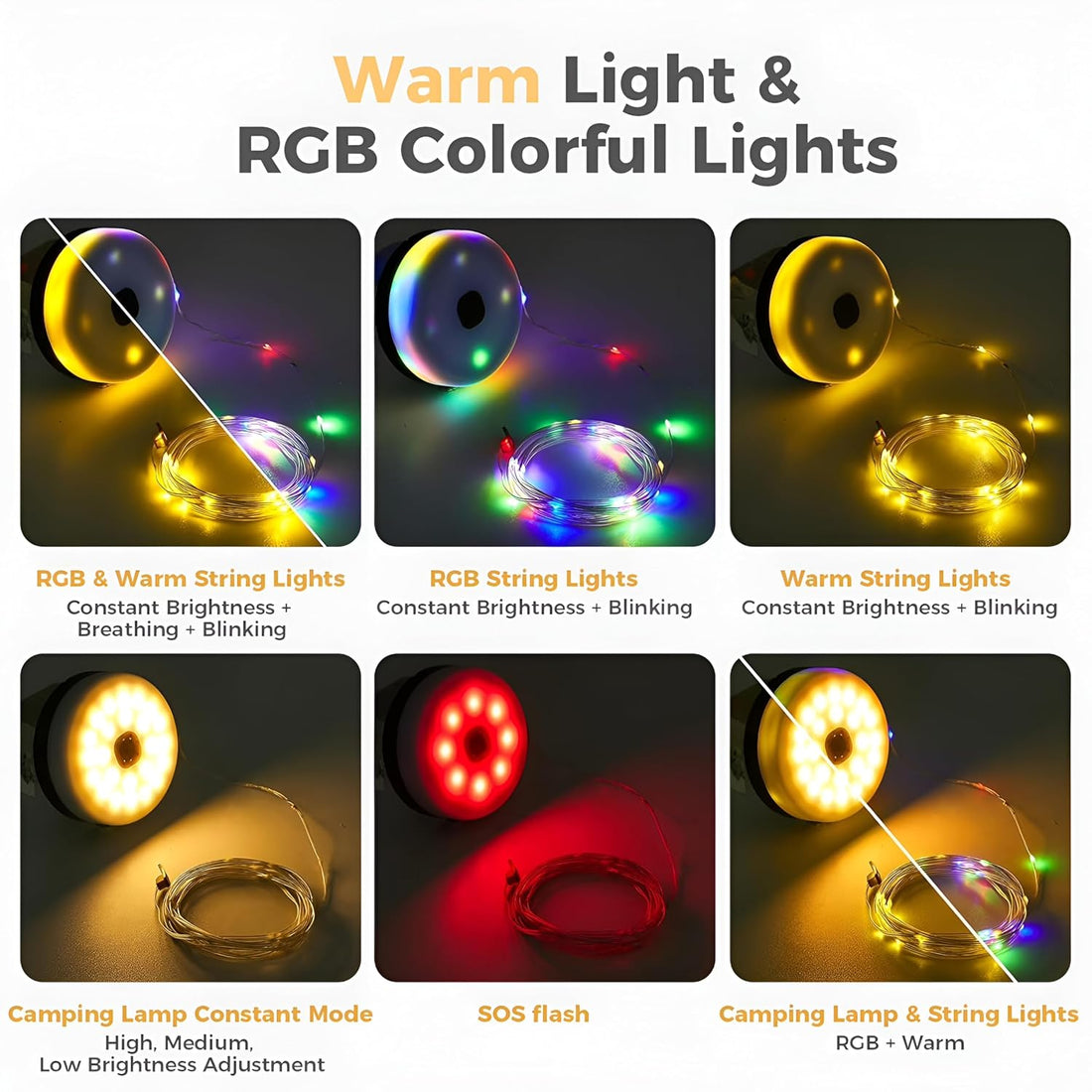 USB Rechargeable & USB Output Charging Camping LED String Lights- 10Mtr