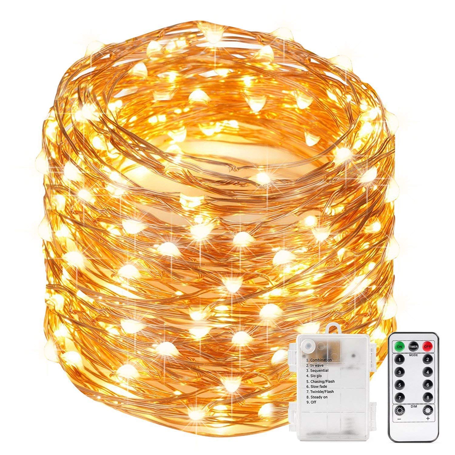 10 Meter 100 LED Fairy String Lights With Battery Box & Remote