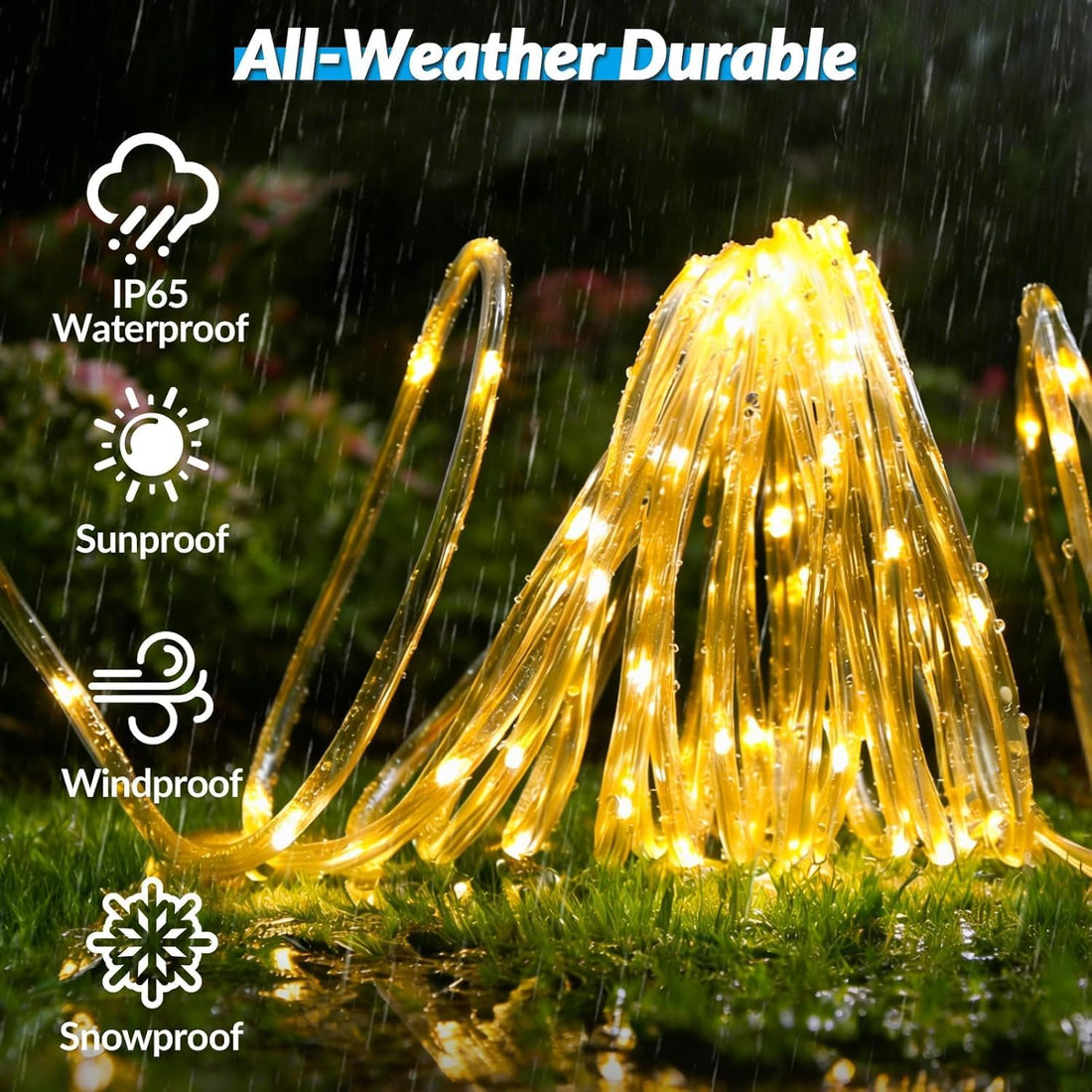 Solar Outdoor Rope Lights- 50 LED- (5 Meter, Warm White)