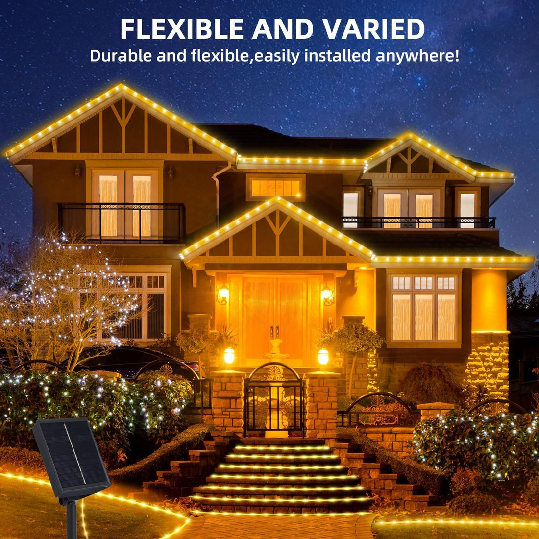 Solar Outdoor Rope Lights- 50 LED- (5 Meter, Warm White)