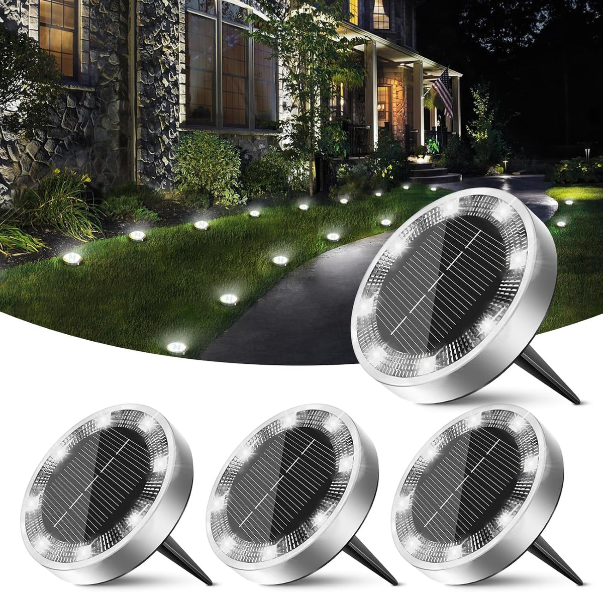 Outdoor Mini Solar Disc Light (Pack of 4)