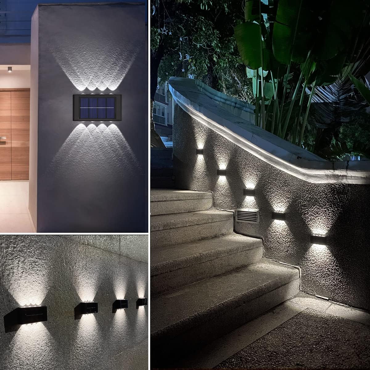 Solar Powered LED Wall Fence Light - Warm White