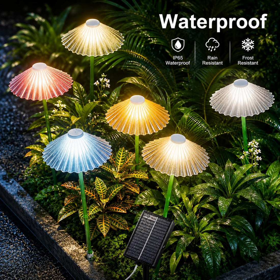 Solar Powered Colorful Umbrella Design Garden Stake Lights (Pack of 6)