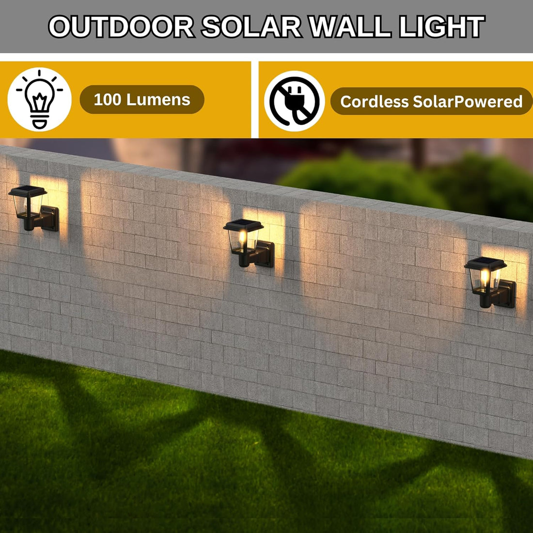 Solar Outdoor Wall Lantern Sconce – Black Finish