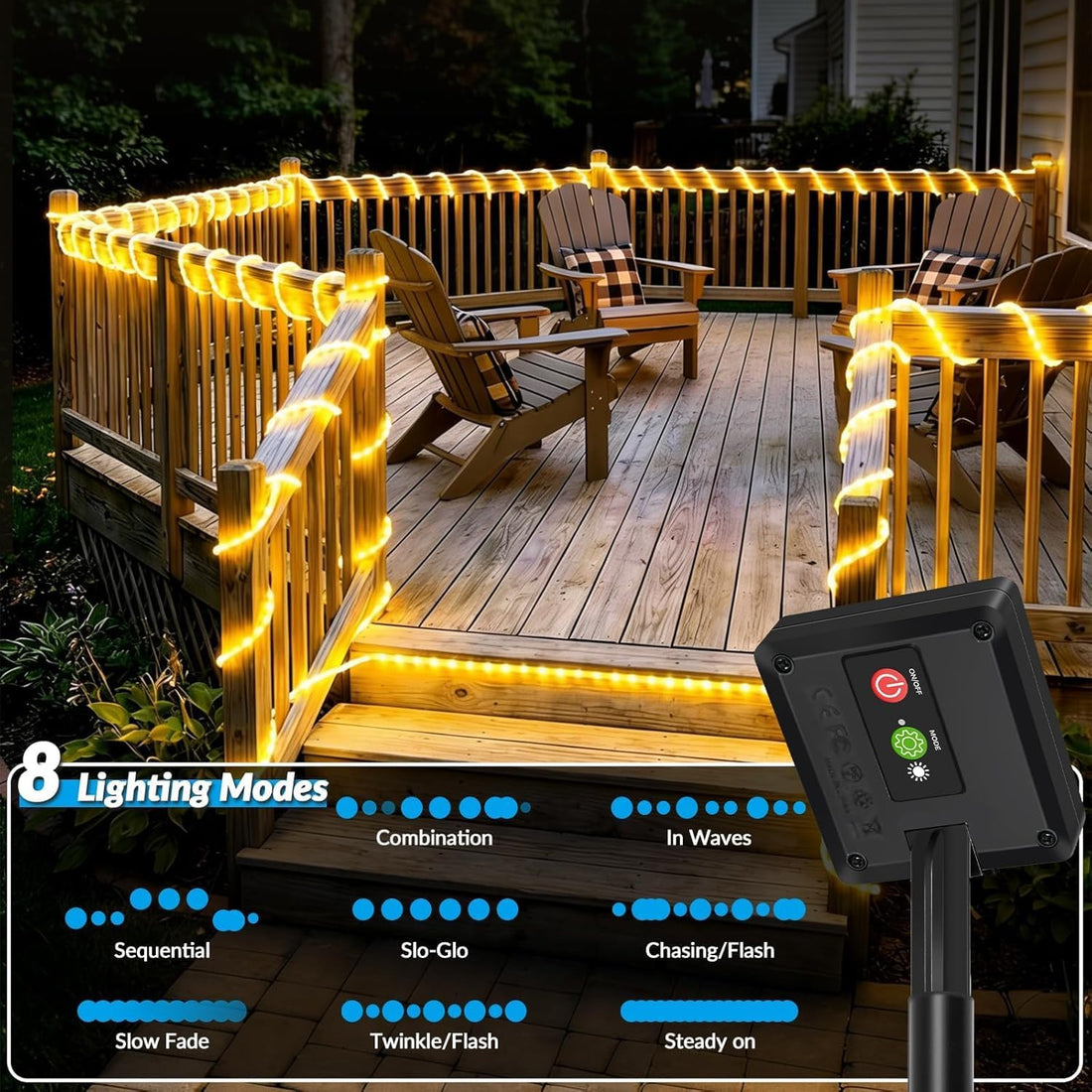 Solar Outdoor Rope Lights- 50 LED- (5 Meter, Warm White)