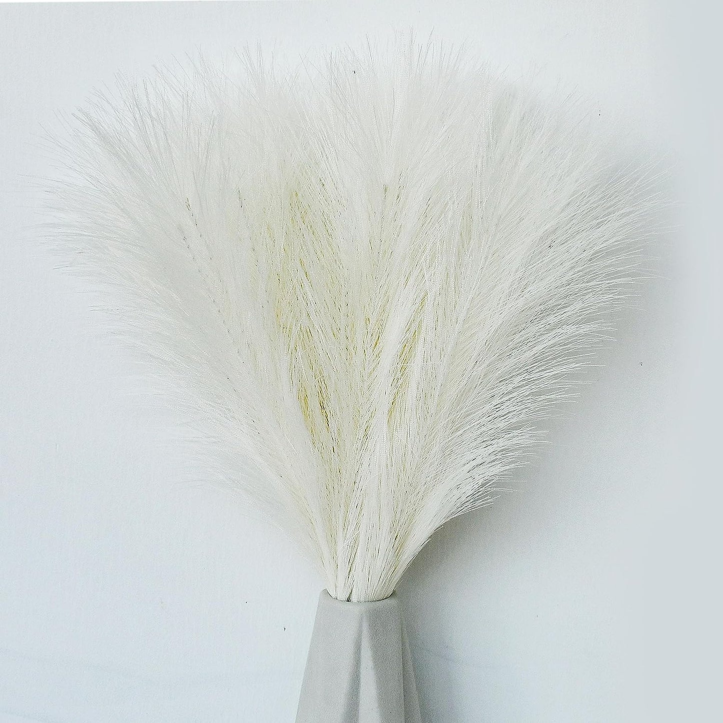 HomeXO Pampas Grass 3 PCS 17" Small Boho Home Decor Fake Pompas Floral Branches Fluffy Artificial Pompous Grass for Floor Vase Filler Christmas Tree Wedding Bedroom Table Decoration (Creme White)