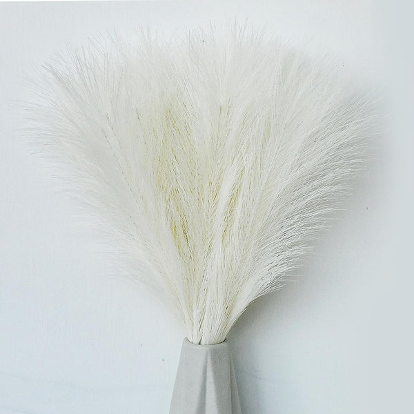 Xergy Pampas Grass 3 PCS 17" Small Boho Home Decor Fake Pompas Floral Branches Fluffy Artificial Pompous Grass for Floor Vase Filler Christmas Tree Wedding Bedroom Table Decoration (Creme White)