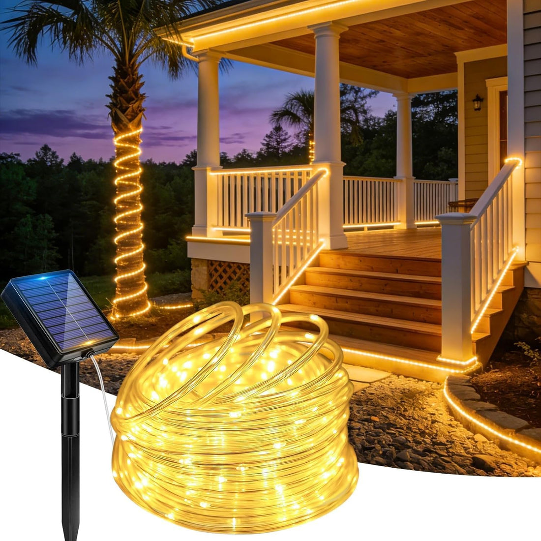Solar Outdoor Rope Lights- 50 LED- (5 Meter, Warm White)