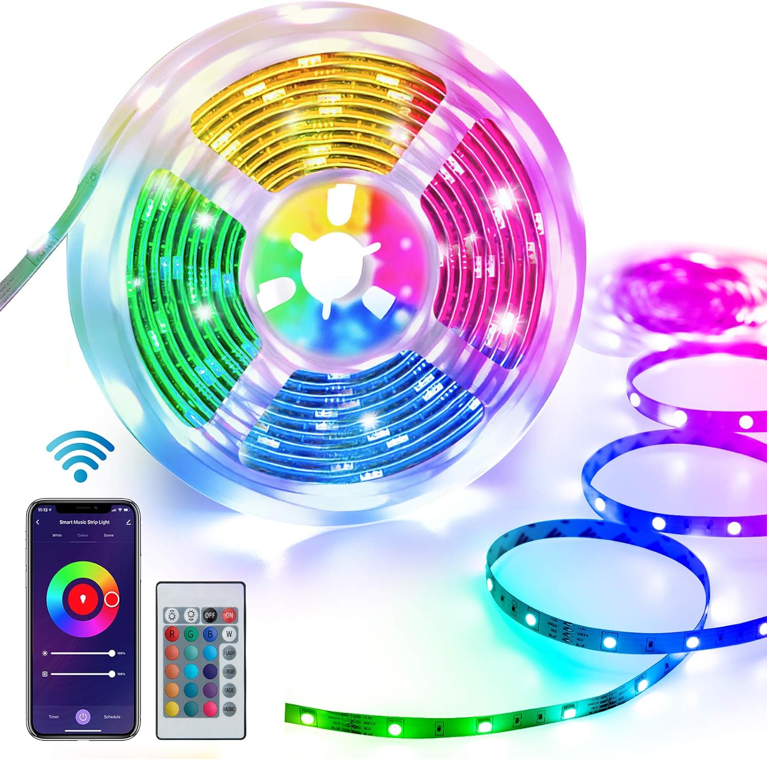 150 LED's Rope Strip Light - 5 Meter (Smart Wi-Fi Control + IR Remote)