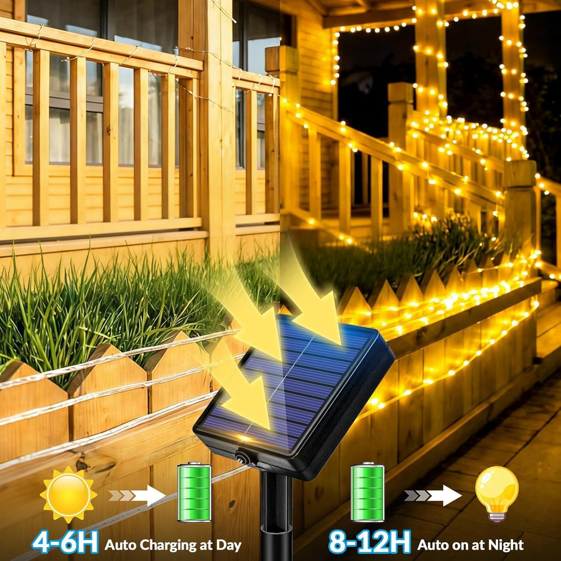 Solar Outdoor Rope Lights- 50 LED- (5 Meter, Warm White)