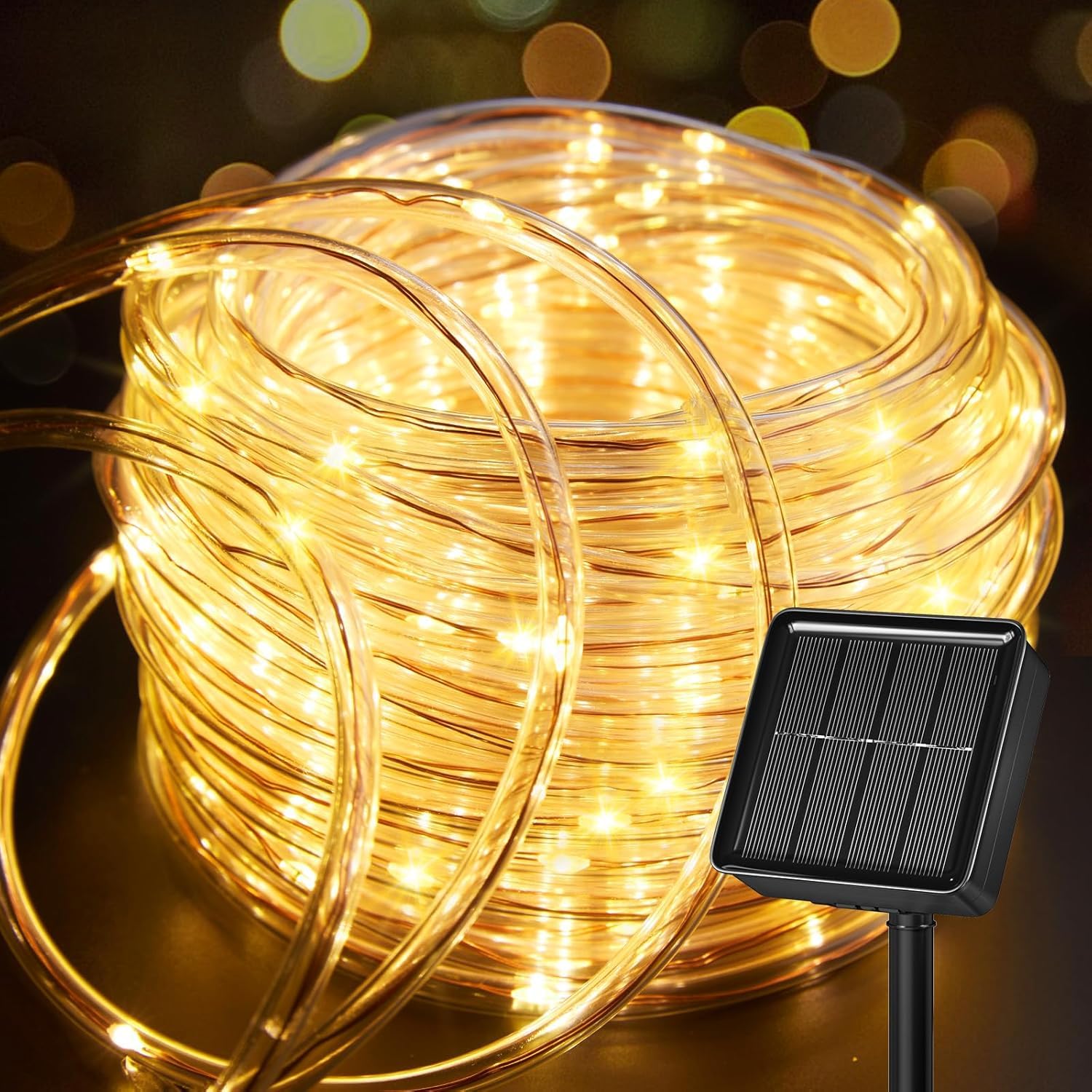 Solar Outdoor Rope Lights- 100 LED (10Meter, Warm White)
