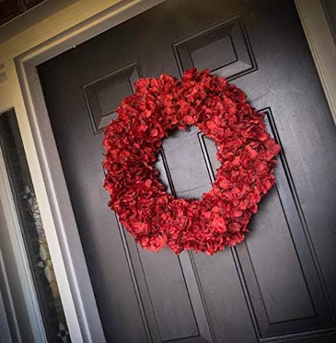 Artificial Real Touch Faux Hydrangea Flower - Red (13 inch, Pack of 3, Flower Bunch)