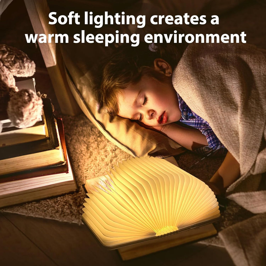 Wooden Folding Book Light - Brown