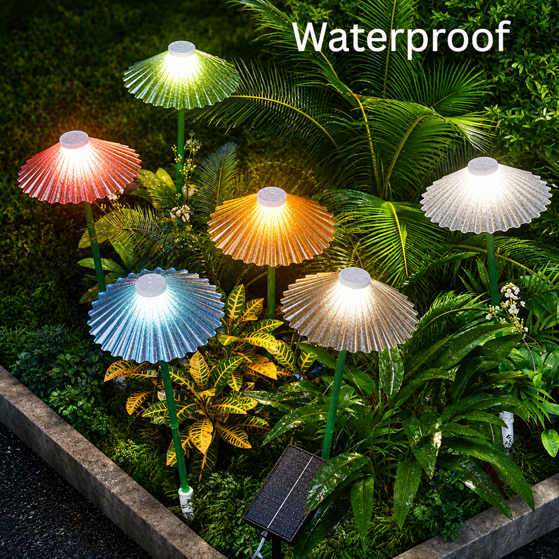 Solar Powered Colorful Umbrella Design Garden Stake Lights (Pack of 6)