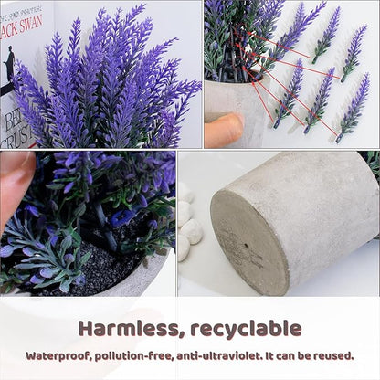 HomeXO Potted artificial lavender plants, faux plants, and home décor Office Table, Bedroom, Kitchen, Dorm Desk, Bathroom Shelf, and Faux Plant Decorations