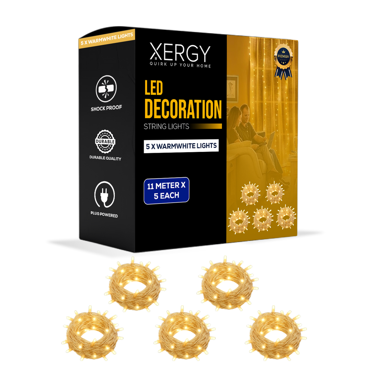 LED String Ladi Lights Warm White (Pack of 5 – 11M Each)