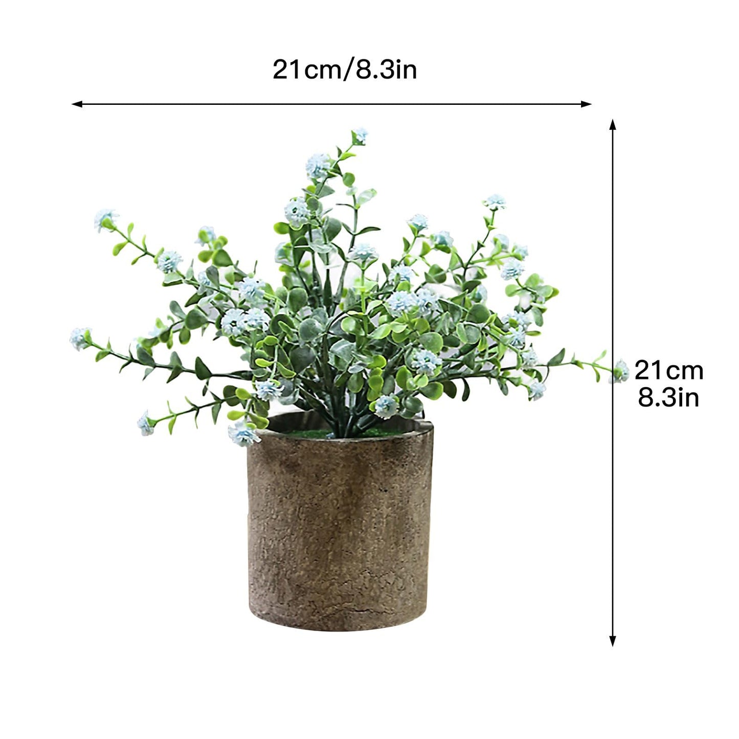 HomeXO Artificial Stonepot Blue BB Breath Flower Indoor Outdoor Plant: Lifelike Beauty,Ideal for Home Décor, No Maintenance Required, Perfect for Weddings, Home Decor, Office, Events, and Gifts