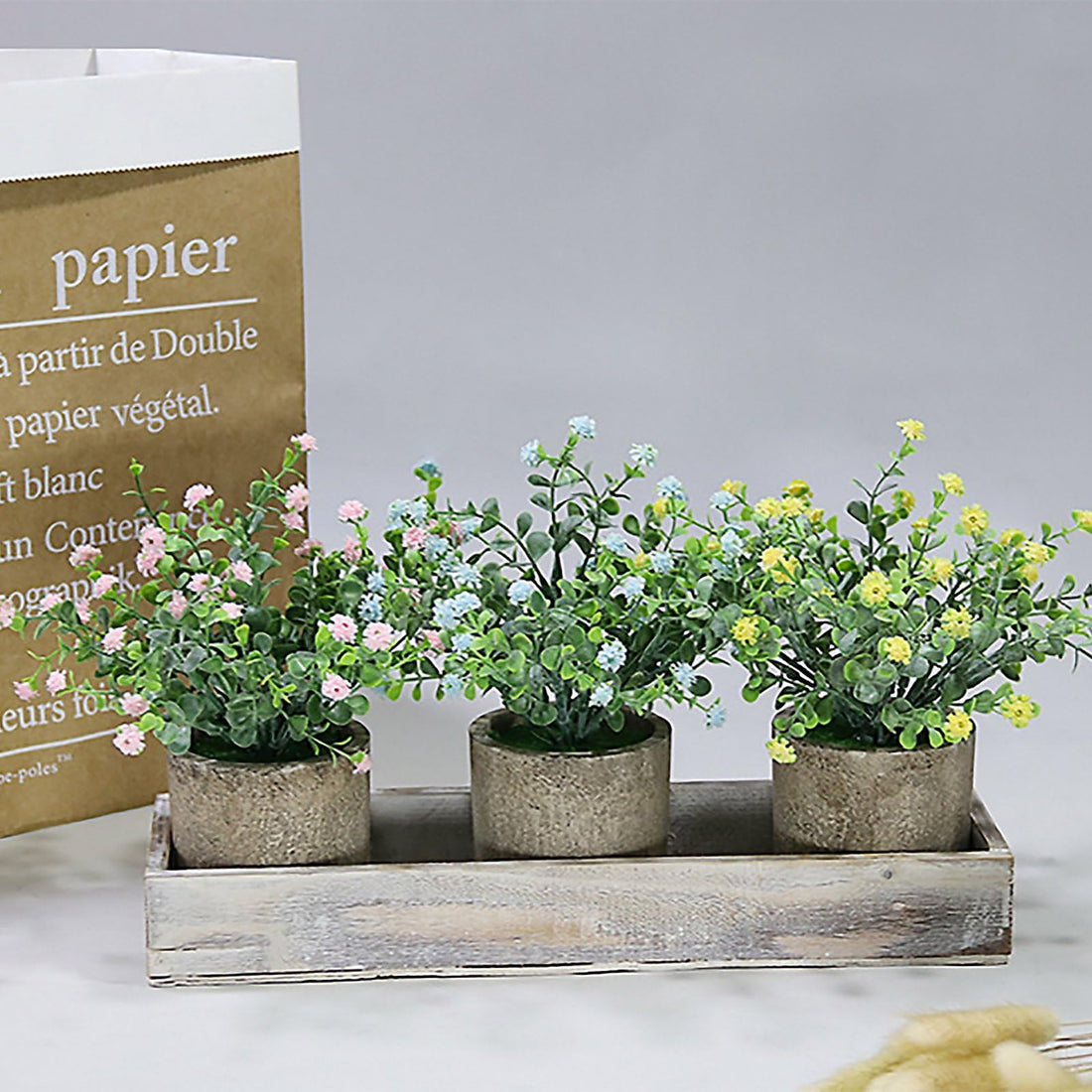 Artificial BB Breath Flower With Stonepot - Blue