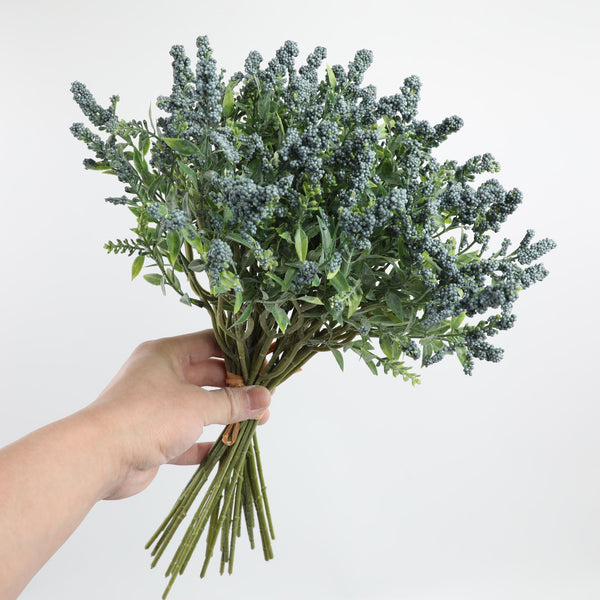 HomeXO Artificial Real Touch 12Pcs Lavender Fake Plants Bouquets for Wedding, Easter Decorations, Door Wreaths, Farmhouse Home Decor Props (Blue)