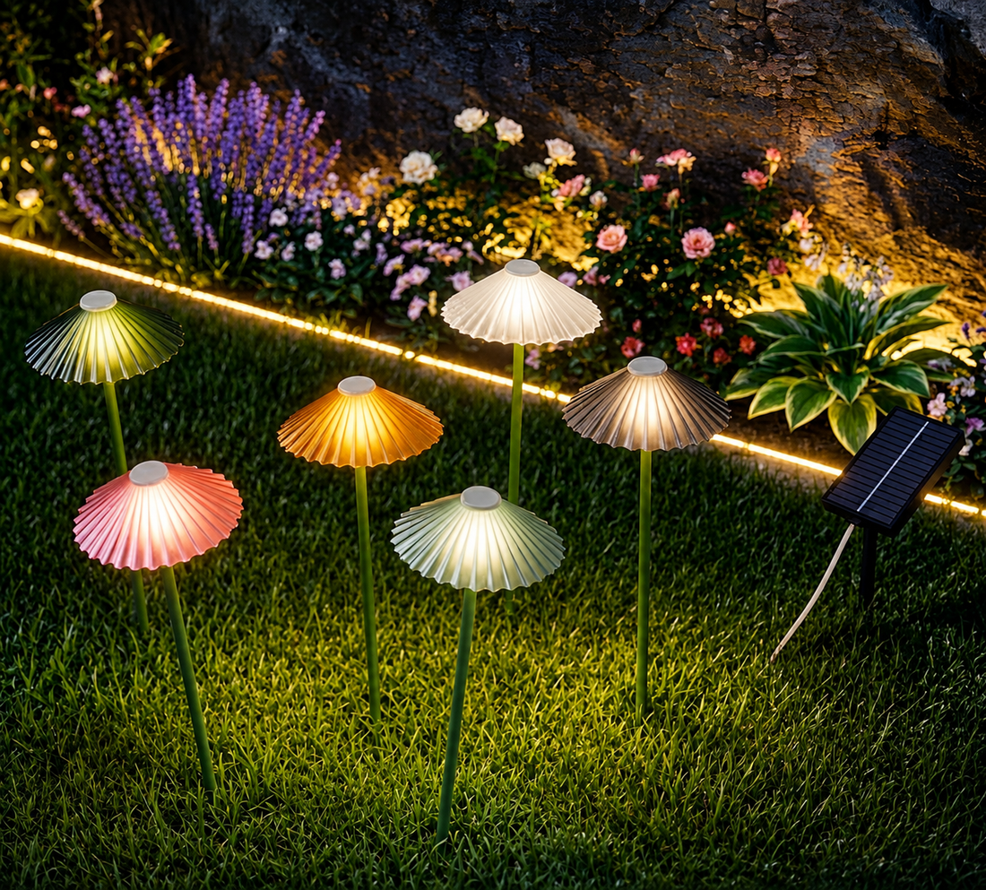 Solar Powered Colorful Umbrella Design Garden Stake Lights (Pack of 6)