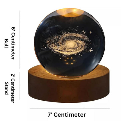 XERGY 3D Astronautplanet Crystal Ball Night Light, LED Solar System Crystal Ball Night Light with Wooden Base