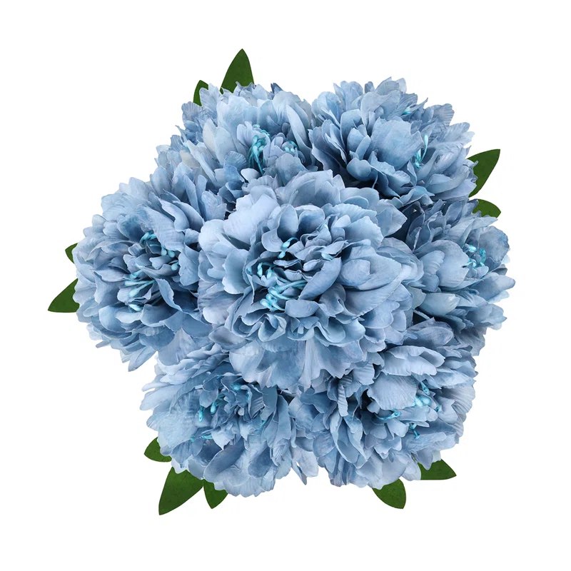 HOMEXO Peony Decorative Artificial Fake Faux Flower Plants Silk Arrangements Wedding Bouquets Decoration Home Kitchen Garden Party Table Floral centerpieces DIY (Dark Blue)