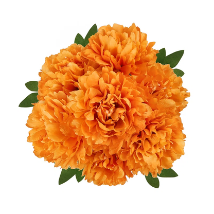 HOMEXO Peony Decorative Artificial Fake Faux Flower Plants Silk Arrangements Wedding Bouquets Decoration Home Kitchen Garden Party Table Floral centerpieces DIY (Orange)