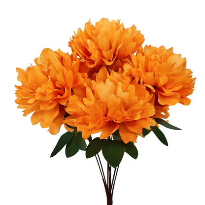 HOMEXO Peony Decorative Artificial Fake Faux Flower Plants Silk Arrangements Wedding Bouquets Decoration Home Kitchen Garden Party Table Floral centerpieces DIY (Orange)