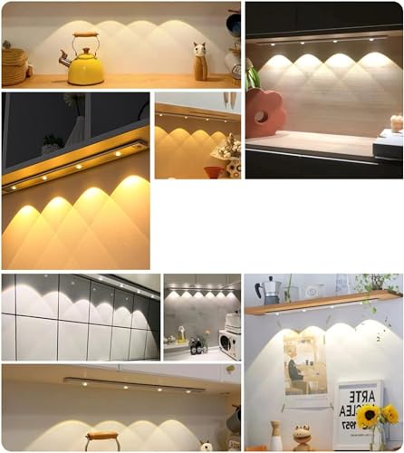 XERGY LED Under Cabinet Wireless Lights, Under Counter Closet Lights with Motion Sensor, USB Rechargeable Light Strip for Indoor Kitchen Closet Stairway (Cabinet Light Rechargeable 40 CM)