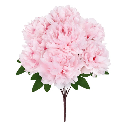 HOMEXO Peony Decorative Artificial Fake Faux Flower Plants Silk Arrangements Wedding Bouquets Decoration Home Kitchen Garden Party Table Floral centerpieces DIY (Pink)