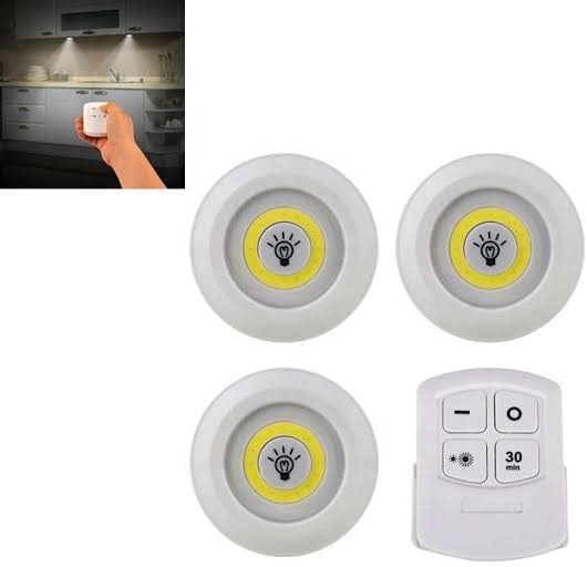 XERGY LED Under Cabinet Wireless Lights, COB LED Touch Lights with Remote Control, Battery Powered Touch Sensor Cabinet Lights, LED Tap Night Lights for Kitchen, Bedroom, Stairs (3 Piece with Remote)