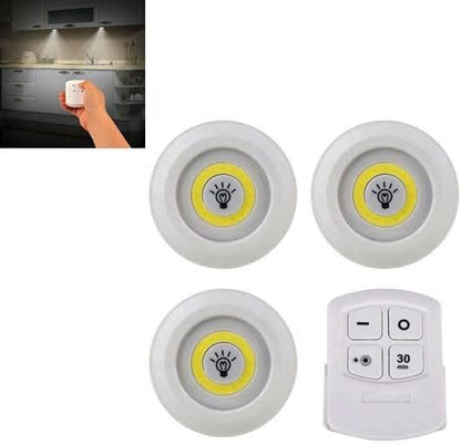 XERGY LED Under Cabinet Wireless Lights, COB LED Touch Lights with Remote Control, Battery Powered Touch Sensor Cabinet Lights, LED Tap Night Lights for Kitchen, Bedroom, Stairs (3 Piece with Remote)