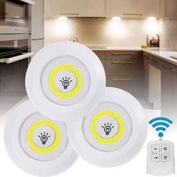 XERGY LED Under Cabinet Wireless Lights, COB LED Touch Lights with Remote Control, Battery Powered Touch Sensor Cabinet Lights, LED Tap Night Lights for Kitchen, Bedroom, Stairs (3 Piece with Remote)