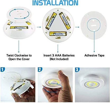 XERGY LED Under Cabinet Wireless Lights, COB LED Touch Lights with Remote Control, Battery Powered Touch Sensor Cabinet Lights, LED Tap Night Lights for Kitchen, Bedroom, Stairs (3 Piece with Remote)