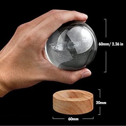 3D Moon Crystal Ball Night Light With Wooden Base