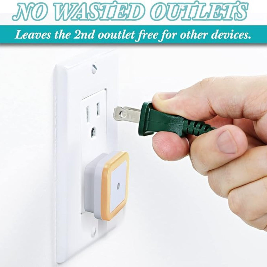 Plug-in LED Night Light With Auto Dusk-To-Dawn Sensor- 2pc ( Square, Warm White )