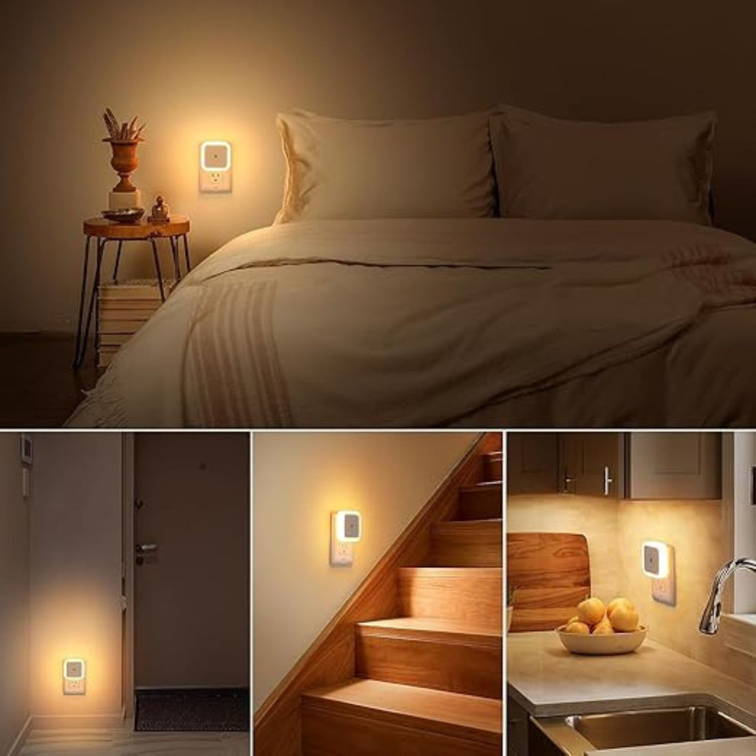 Plug-in LED Night Light With Auto Dusk-To-Dawn Sensor- 2pc ( Square, Warm White )