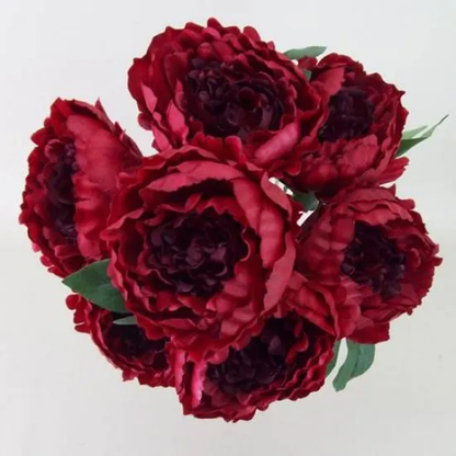 HOMEXO Peony Decorative Artificial Fake Faux Flower Plants Silk Arrangements Wedding Bouquets Decoration Home Kitchen Garden Party Table Floral centerpieces DIY (Red)