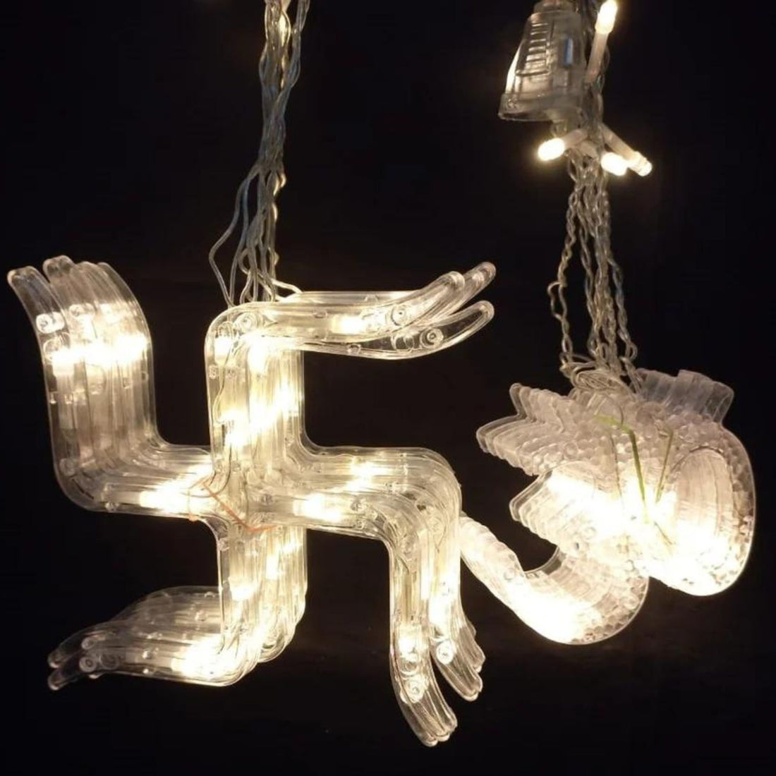 6 Swastik,6 Om LED Curtain String Lights - 2 Mtr ( Warm White )