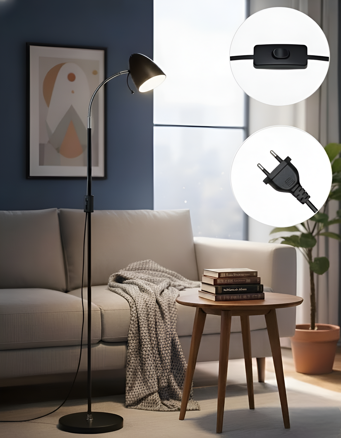 24W Adjustable Gooseneck Modern Floor Lamp (Bulb Not Included)